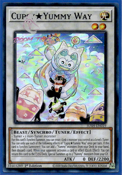 Yugioh! Cupsy Yummy Way JUSH-EN019 (Super Rare) 1st Ed "Yummy Deck Support" - Image 1