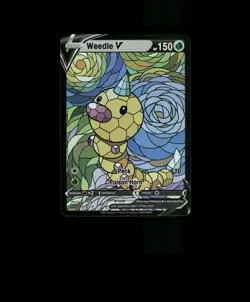 HOLO Weedle Card Stained Glass Weedle Pokemon Card READ DESCRIPTION BELOW p1 - Image 1