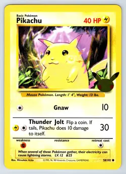 Pikachu Jumb Oversized Promo 58/102 Common Non Holo Pokemon Card Near Mint - Image 1