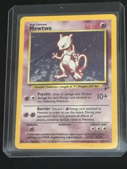 Pokemon Mewtwo TCG Base Set 2 Holo Card 10/130 Unlimited Holo Rare - Image 1