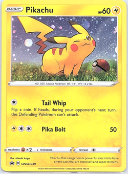 Pikachu SWSH039 SWSH: Sword & Shield Promo Cards Holo *FART SWIRL - Image 1