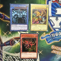 Yugioh! Obelisk Slifer Dragon Ra Winged LC01 Ultra Rare God Cards Set NM - Image 1