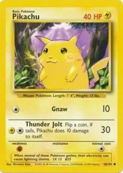 Pikachu 58/102 Base Set WOTC Pokemon Card MP - Image 1