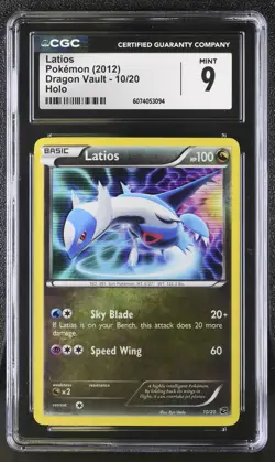 CGC 9 MINT Latios 2012 Dragon Vault 10/20 Holo Pokemon Card - Image 1