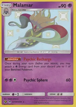 Malamar SV18/SV94 Hidden Fates Shiny Baby Holo Rare Pokemon Card - Image 1