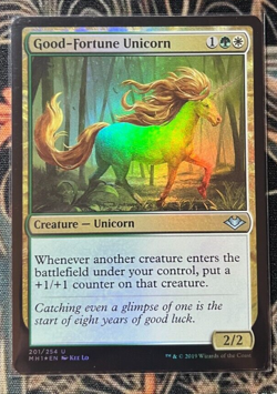 1x NM FOIL Good-Fortune Unicorn - 201/254 U MH1 - MTG Magic Never Played x1 - Image 1