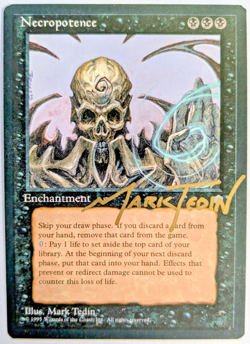 MTG ICE AGE Necropotence SIGNED IN GOLD BY MARK TEDIN - Image 1