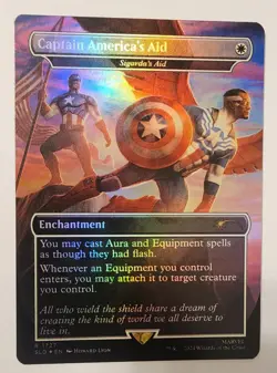 Mtg Secret Lair Captain America's Aid Borderless NM Rainbow Foil - Image 1