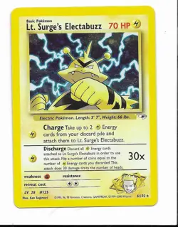 Lt. Surge's Electabuzz Holo Rare Card 06/132 Gym Heroes - Pokemon TCG - NM - Image 1