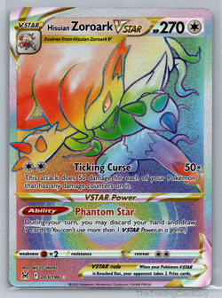 Hisuian Zoroark VSTAR 203/196 Rainbow Secret Rare - 2022 Pokemon Lost Origin NM - Image 1