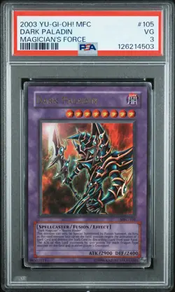 2003 Yu-Gi-Oh! Magician’s Force 105 Dark Paladin PSA 3 - Image 1