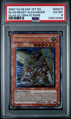 2007 Yu-Gi-Oh! Gladiator’s Assault 017 Gladiator Beast Alexander 1st Edi. PSA 6 - Image 1