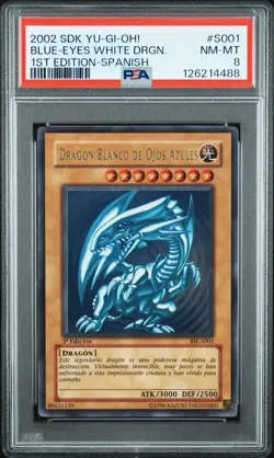 2002 YU-GI-Oh! Starter Deck: Kaiba S001 Blue-Eyes White Dragon 1st Edition PSA 8 - Image 1