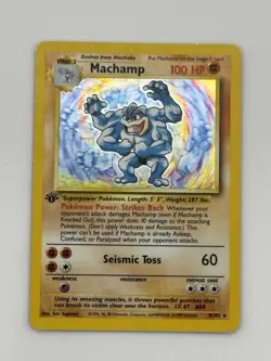 1st Edition Machamp Holo Rare Pokemon Card Base Set 8/102 - Image 1
