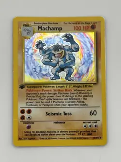 1st Edition Machamp Holo Rare Pokemon Card Base Set 8/102 - Image 3
