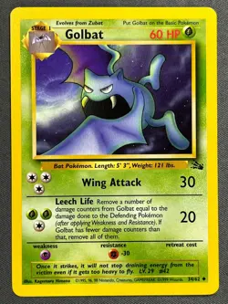 Golbat 34/62 Base Set Series Fossil UNCOMMON Stage 1 Pokemon Card 1999 WOTC NM - Image 1