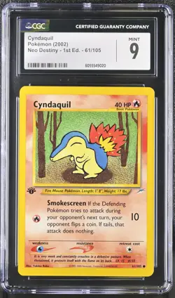 CGC 9 MINT Cyndaquil Neo Destiny 1st Edition 61/105 Pokemon Card - Image 1