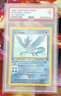 1999 Zapdos, Moltres, Articuno 1st Edition Fossil Holo set PSA 7 (3) cards - Image 5