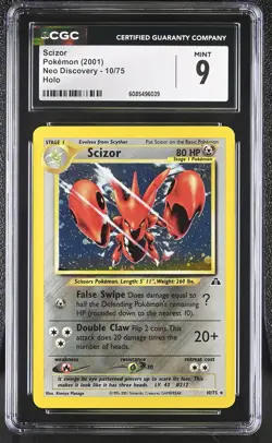 CGC 9 MINT Scizor 2001 Neo Discovery 10/75 Holo Pokemon Card - Image 1