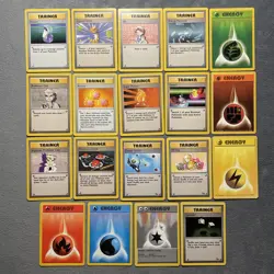 Vintage Pokemon Cards Lot Base Fossil Professor Oak Mr Fuji Potion Trainer Energ - Image 1