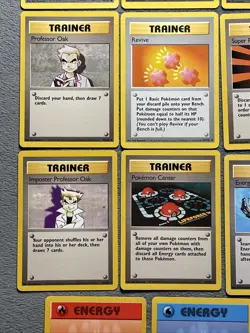 Vintage Pokemon Cards Lot Base Fossil Professor Oak Mr Fuji Potion Trainer Energ - Image 5