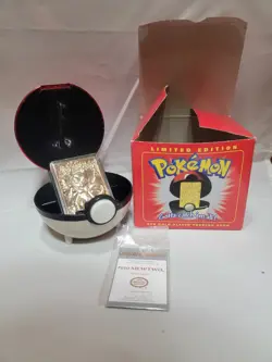 Pokemon 1999 Mewtwo 23K Gold Plated Card Burger King Box Pokeball COA Near Mint - Image 1