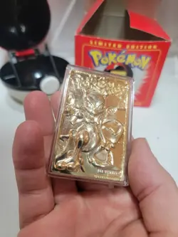 Pokemon 1999 Mewtwo 23K Gold Plated Card Burger King Box Pokeball COA Near Mint - Image 2
