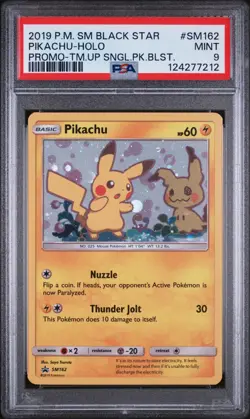 Pokemon Sun & Moon Team UP Black Star Promo PIKACHU #SM162 -PSA 9 Mint - Image 1