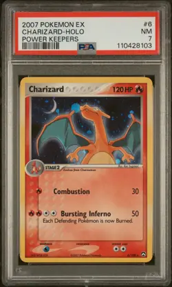 2007 POKEMON EX POWER KEEPERS #6 CHARIZARD-HOLO PSA 7 - Image 1