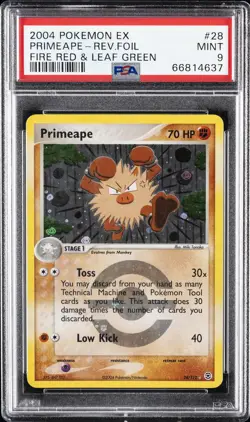 2004 POKEMON EX FIRE RED & LEAF GREEN #28 PRIMEAPE-REVERSE FOIL PSA 9 - Image 1