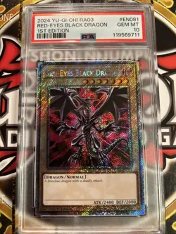 YuGiOh RED-EYES BLACK DRAGON #RA03-EN081??PSA 10??1st EDITION-2024 P SECRET RARE - Image 1