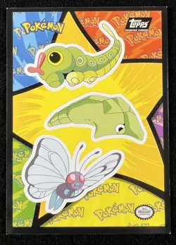 1999 Topps Pokemon Movie Butterfree Metapod Caterpie Evolution Sticker Card LP - Image 1