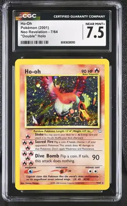 CGC 7.5 Ho-Oh 2001 Neo Revelation 7/64 "Double" Holo SWIRL Pokemon Card - Image 1
