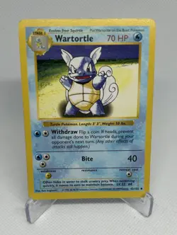 Pokemon TCG Wartortle Card 42/102 Uncommon Shadowless Base Set LP - Image 1