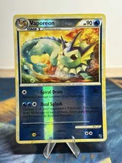 Vaporeon 41/90 HGSS Undaunted Reverse Holo Foil Pokemon Card Indented - Image 1