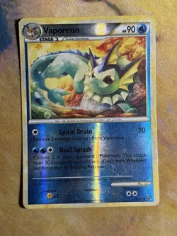 Vaporeon 41/90 HGSS Undaunted Reverse Holo Foil Pokemon Card Indented - Image 2