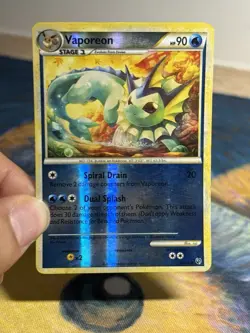 Vaporeon 41/90 HGSS Undaunted Reverse Holo Foil Pokemon Card Indented - Image 3