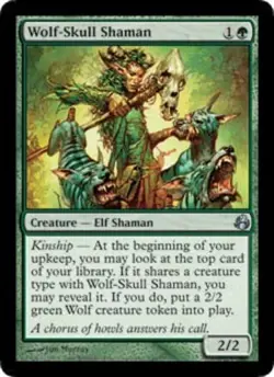 MTG Wolf-Skull Shaman - Foil, Morningtide, Moderately Played, English - Image 1