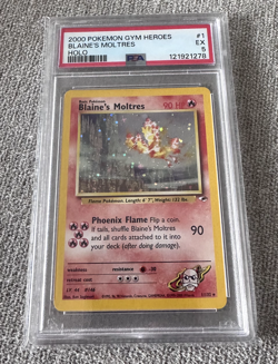 2000 Pokemon Blaine's Moltres Gym Heroes Unlimited Holo Rare #1 PSA 5 NEW CERT - Image 3