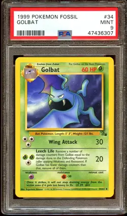 PSA 9 MINT Golbat 34/62 1999-2000 (Red Logo) Pokemon Card 307 - Image 2