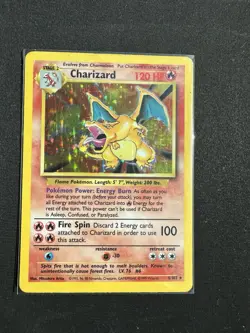 Pokemon TCG Charizard Base Set Holo Unlimited Rare Card 4/102 Damaged - Image 1
