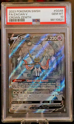 POKEMON 2023 Crown Zenith Full Art ZACIAN V #GG48 PSA 10 Gem Mint RARE - Image 1