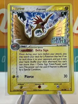 Fearow #18 Reverse Holo Rare Stamped Pokemon Ex Crystal Guardians 2006 MP - Image 3