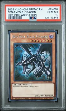 2025 YU-GI-OH! NIKE COLLABORATION PROMO #EN002 RED-EYES BLACK DRAGON PSA 10 - Image 1