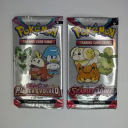 Pokemon: Scarlet & Violet Base Set & Paldea Evolved Fun Packs Sealed x3 Cards - Image 1