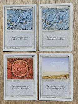 MTG - (x6) Ward Cards, Revised. 2 for blue & 1 for each other color. - Image 1