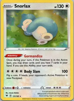 Pokemon Card Snorlax 131/185 Holo Vivid Voltage - Near Mint - Image 1