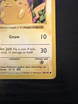 Pikachu 58/102 - Shadowless Red Cheeks - Base Set Pokemon Card - Vintage 1999 - Image 5