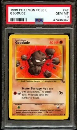 PSA 10 GEM MINT Geodude 47/62 Fossil 1999-2000 (Red Logo) Pokemon Card 347 - Image 2