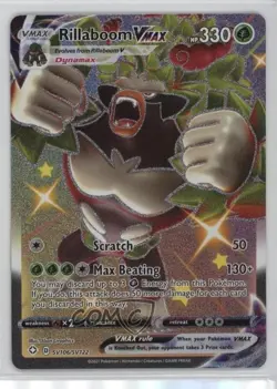 Shiny Full Art - Rillaboom VMAX Pokemon Sword & Shield Shining Fates Vault - Image 1